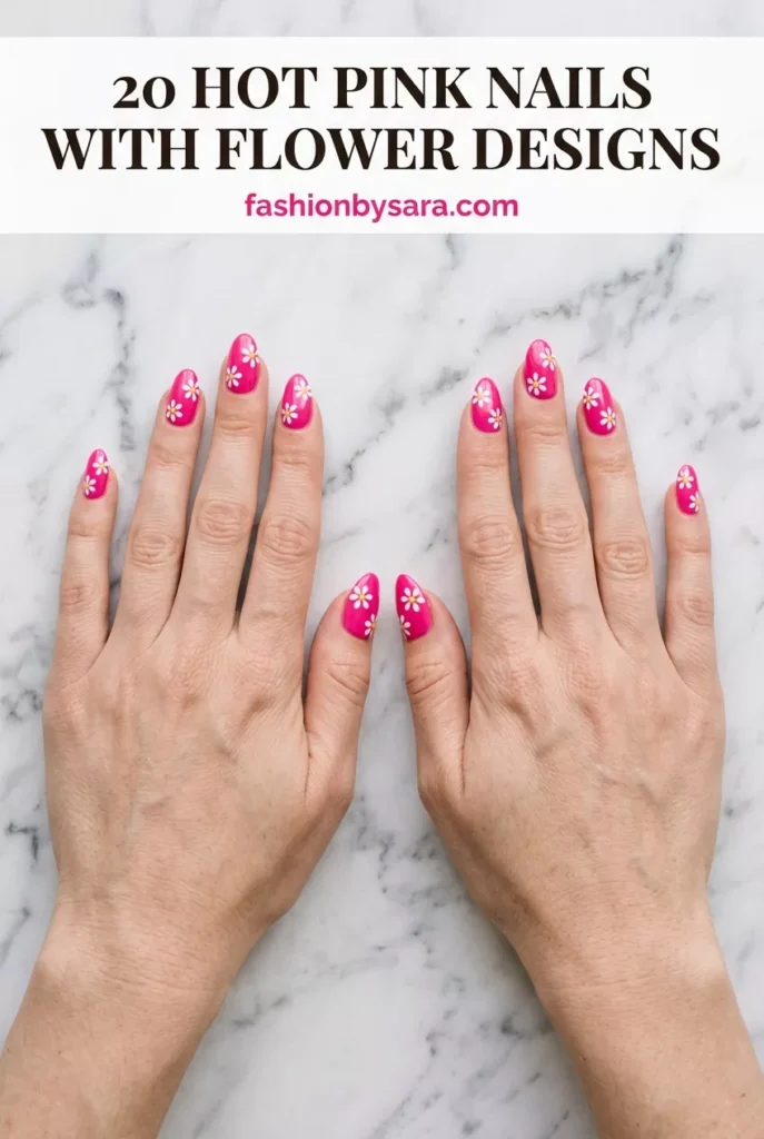 20 Hot Pink Nails with Flower Design Ideas (Easy to Salon-Worthy)
