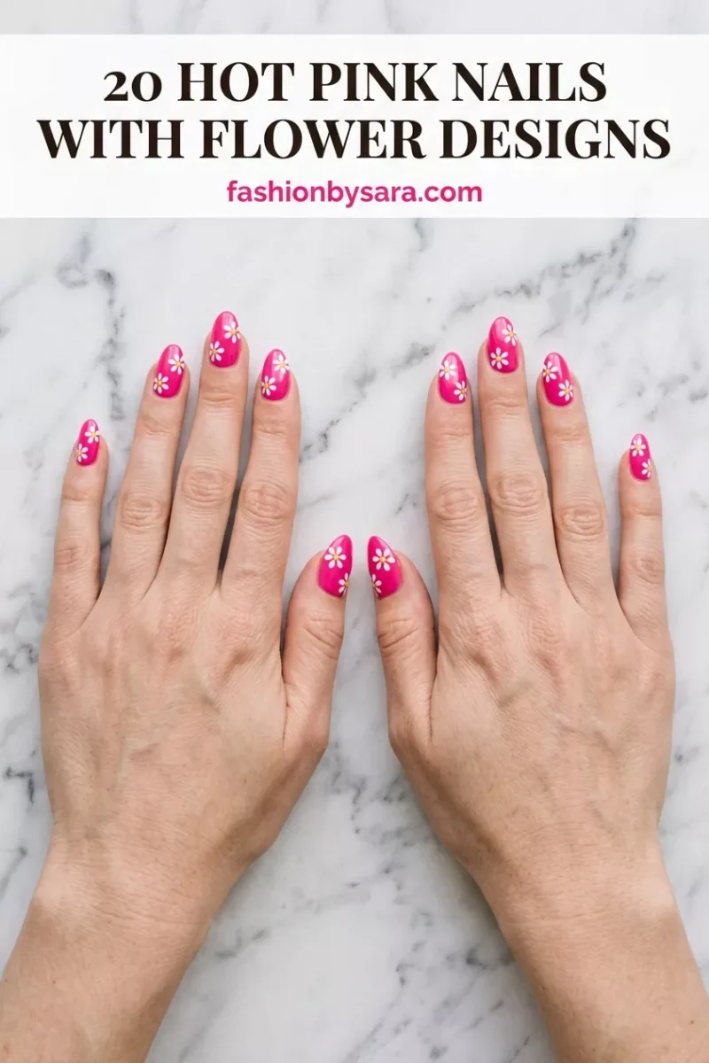 20 Hot Pink Nails with Flower Design Ideas (Easy to Salon-Worthy)